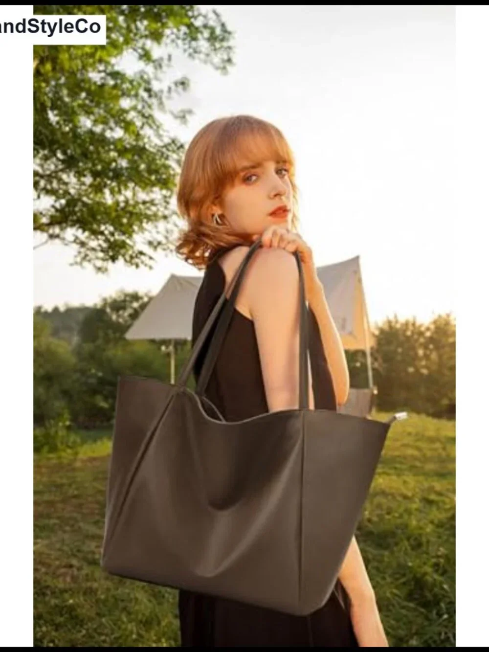 Vegan Leather Tote Bag Large Capacity Satchel Zipper Work Travel